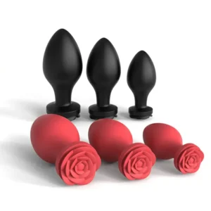 Rose Silicone Anal Plug Set